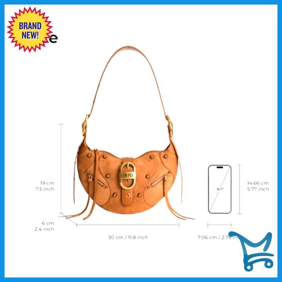 Vegan Leather Shoulder Bag with Adjustable Strap, 11.8\